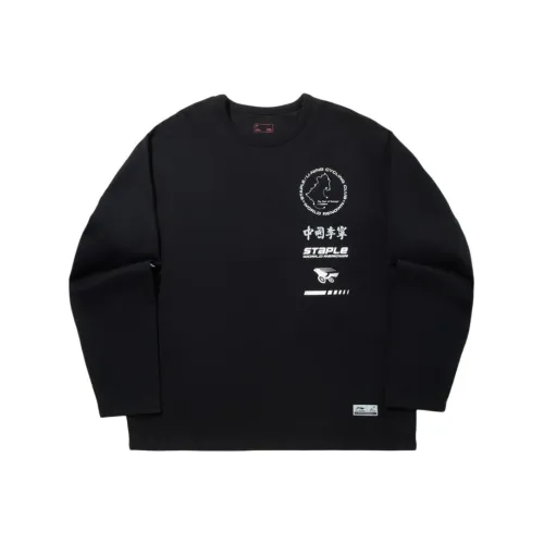 LINING Staple Коллаборация Коллекция Длинный рукав Т-рубашка Мужская Черная