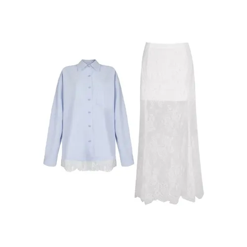 MARIE·COCO Светло-синий Топ+юбка Женские Комплекты с юбкой