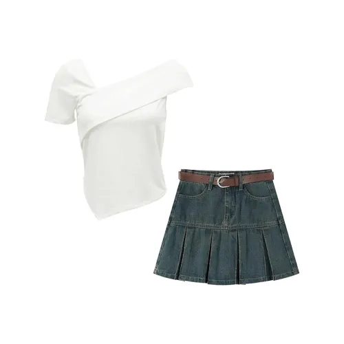 MARIE·COCO Белый топ + Юбка Женские Комплекты с юбкой