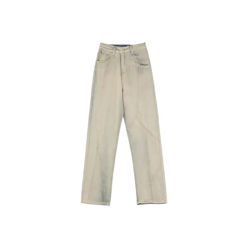 BRYAN JIMENEZ Грязно-желтые унисекс джинсы