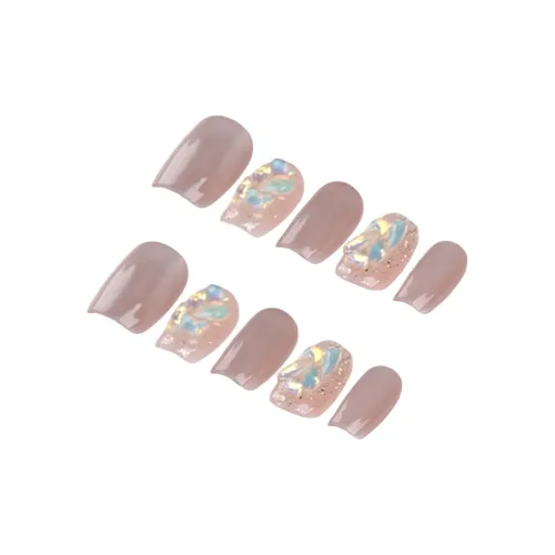 YIYIHE Мягкий Минималистский стиль Изящный Сверкающий страз MID Длина Укороченный Короткий Квадрат Круглый Розовый Однотонный