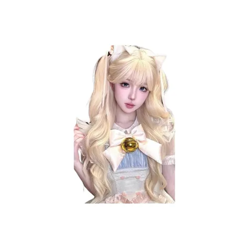 Sweet Pillow House Перука Женская Длинные Волосы Белое Золото Длинные Кудрявые Лолита Большая Волна Естественный Объемный Полная Заколка