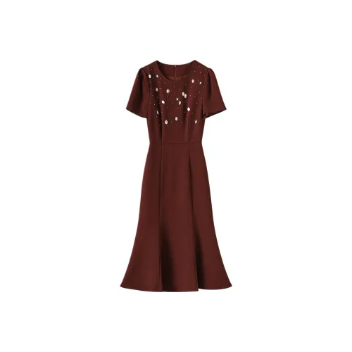 MH Ангора Красный Женские Короткие Платья с Короткими Рукавами