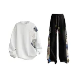 Комплект одежды - Белый топ + Черные штаны