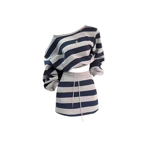 Meanalot Полосы Комплекты Одежды Женские Юбка Комплекты