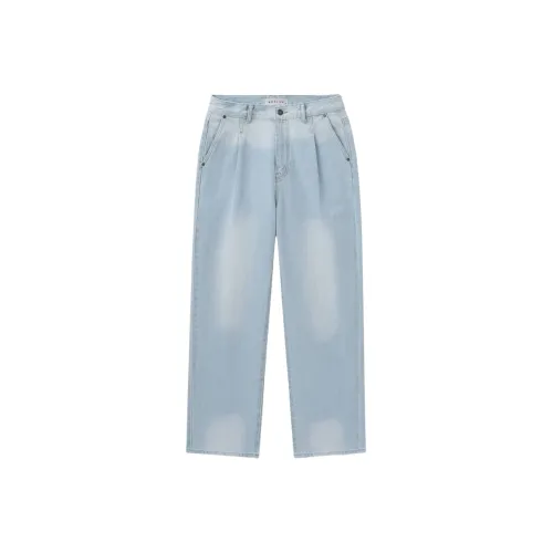 BESLOW Конический MILL Промытый ONE TUCK Деним Брюки Джинсы Мужской