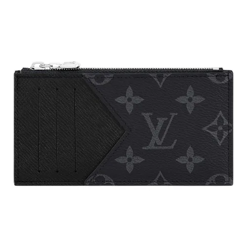 LOUIS VUITTON TAïGA Корова Кожа с Покрытым Холстом Картхолдер Кошелек для Монеты Мужской Черный Монограмма