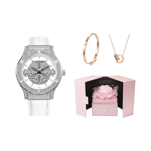 MIGE Кварцевый механизм кожаный ремешок часы для женщин серебристый циферблат