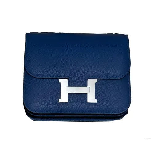HERMES Constance Эпсомская кожа Сумка через плечо Сумка на плечо Женская Синяя