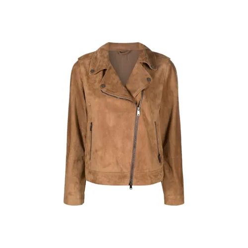 BRUNELLO CUCINELLI Умбра Женские Кожаные Куртки
