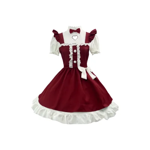 WLEQK Бургунди Женские Платья Лолита