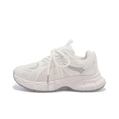 Komanic Дышащий Легкий Увеличивающий Высоту Низкий Топ Повседневная Обувь Женская Экрю