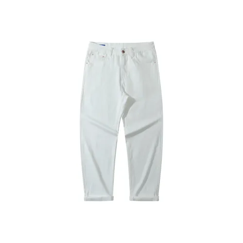 FAIRWHALE Весенние Летние Прямые Джинсы Унисекс Белый