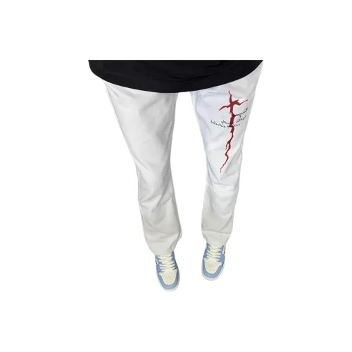 BLACK AT Белый Унисекс Джинсы