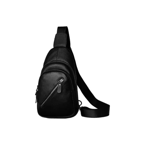 Old Man's Head Корова Кожа Sling Сумка Мужская Черная