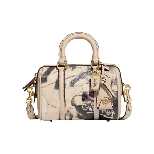 COACH Мята+SERF Коллаборация Рубин Коровья кожа Сумка через плечо Сумка Маленькая Женская Слоновая кость