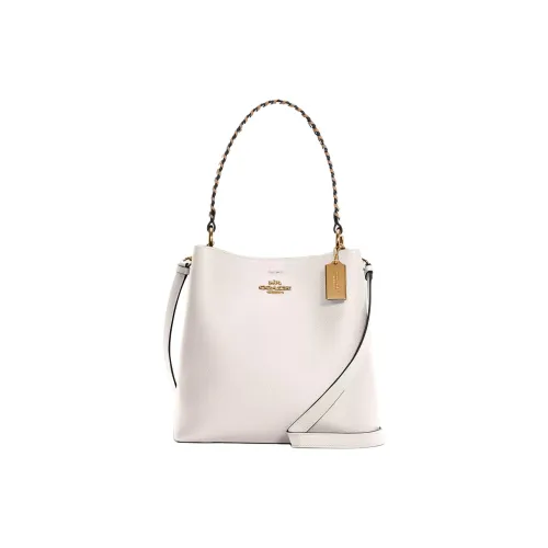 COACH Town Полированная кожа с галькой гладкая кожа сумка через плечо сумка среднего размера женская цвет мел белый