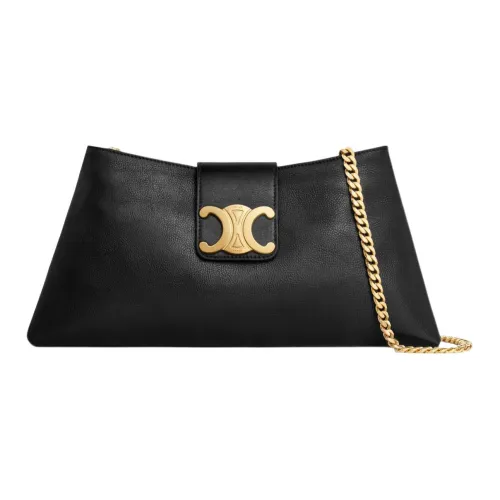 CELINE WilternTriomphe Гладкая коровья кожа Сумка Сумка через плечо Женская Черная