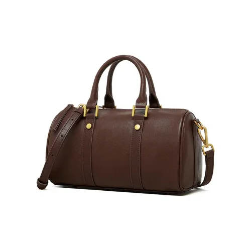 DIFFERENT FACES Коровья кожа Бостонская сумка Женская Кофейного цвета