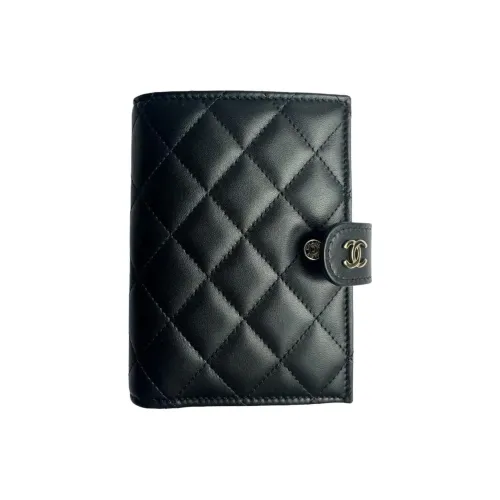 CHANEL Lambskin Wallet Women's Black