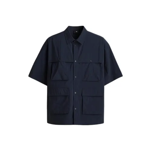 H M Blue Men's Shirts H M Синие Мужские Рубашки