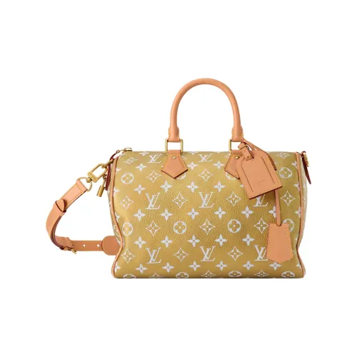 LOUIS VUITTON Коллаборация с Nigo Speedy Сумка через плечо из телячьей кожи Мужская Желтая