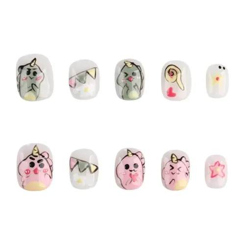 YIYIHE Cartoon Cute Little Динозавр Граффити Короткий LADDER Белый Jump Цвет Милый