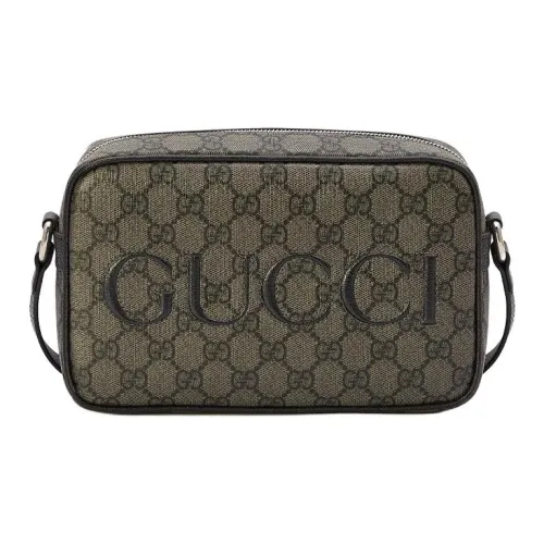 GUCCI Canvas с кожаными вставками сумка через плечо мини мужская серая и черная