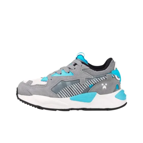 Minecraft X PUMA RS Z Low Топ Kids Lifestyle Shoes Серый Белый Синий Подростки