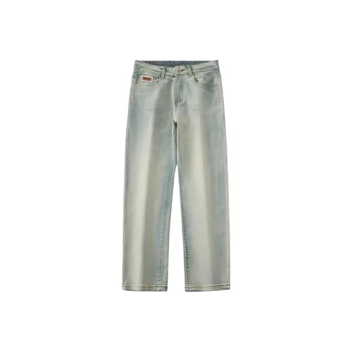 SNOOPY Желтые Грязные Мужские Джинсы