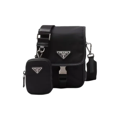 PRADA Переработанный нейлон и кожа Saffiano Сумка через плечо Мужская Черная