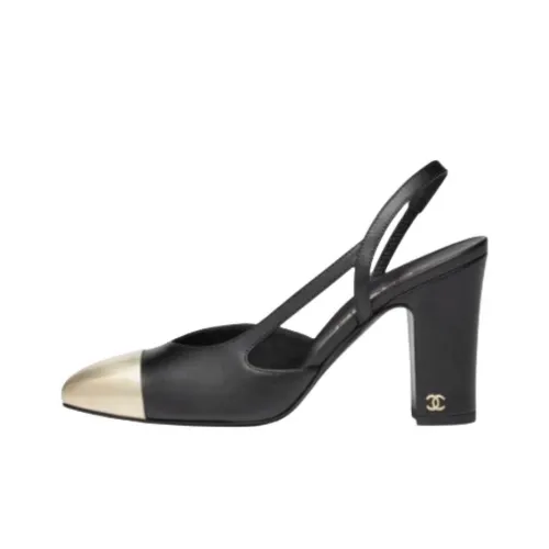 CHANEL 25B Грубый каблук Высокие каблуки 8,8 см Женские Черный