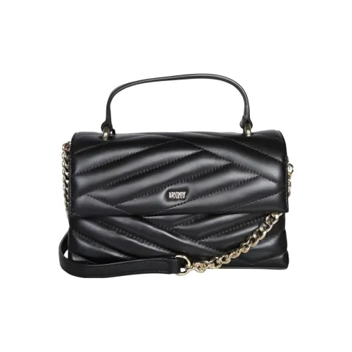 DKNY Кожа Портативный Crossbody Сумка через плечо Обычная Женская Черная