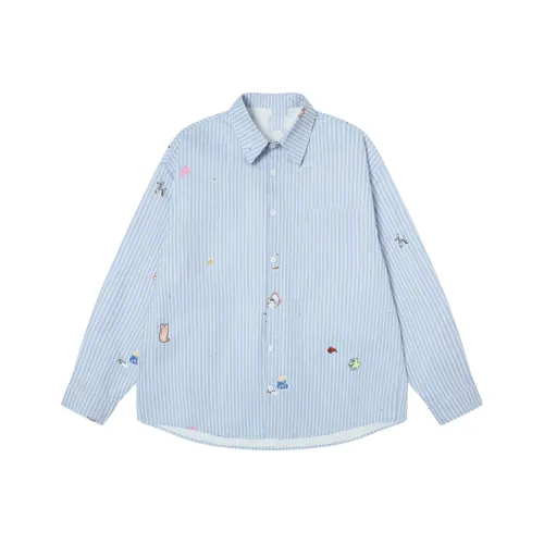 YPUT Синие Белые Полосатые Рубашки для Женщин