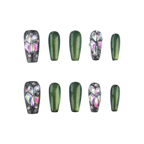 YIYIHE Confident And Элегантный Ярко-зеленый Кошачий глаз Стразы Embellished Средний LADDER Зеленый Однотонный Кошачий глаз