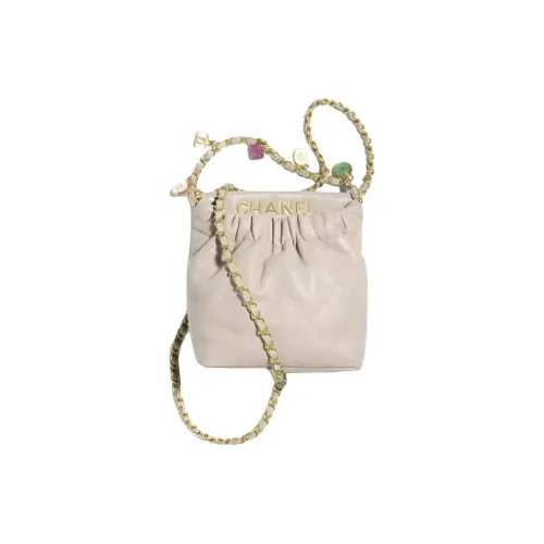 CHANEL Lambskin Tote Bag Shopping Bag Bucket Bag Crossbody Bag Small Women's Milk Tea