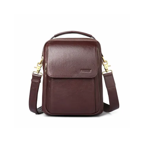 Ceion Keust Текстура Первый слой Мобильный телефон Сумка через плечо Мужской Винтажный кофе