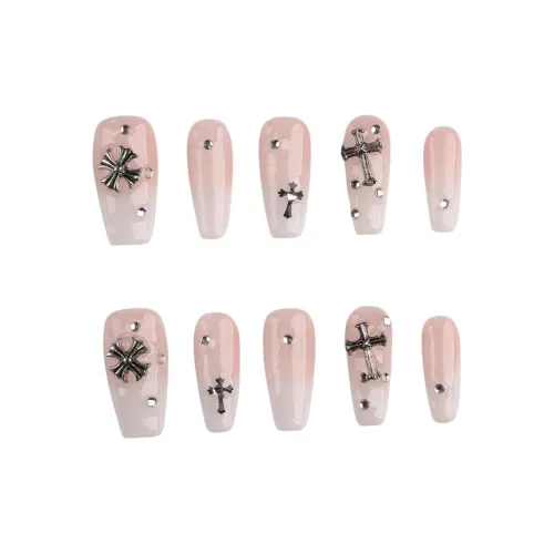 YIYIHE Silver Cross Розово-белый Градиентный Средний Квадрат LADDER Розовый Градиентный