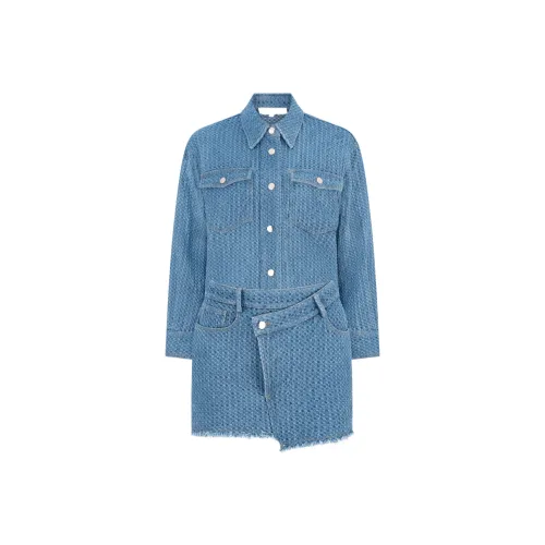 ELLIATTCOLLECTIVE Двухкомпонентный текстурированный деним пуговица асимметричный комплект с юбкой женский