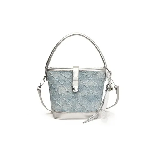 REDOO ПУ (полиуретан) Деним Ведрообразный Через плечо Одно плечо Сумка Women's Silver Синий