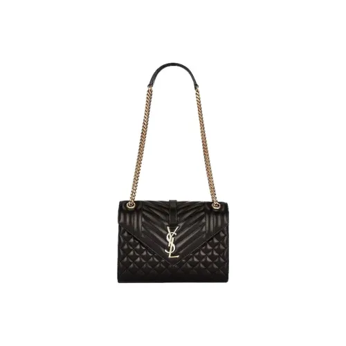 SAINT LAURENT Кожа Конверт Сумка Плечевая Сумка Средняя Женская Черная
