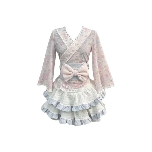 WLEQK THREE Комплект Женская Лолита Платья