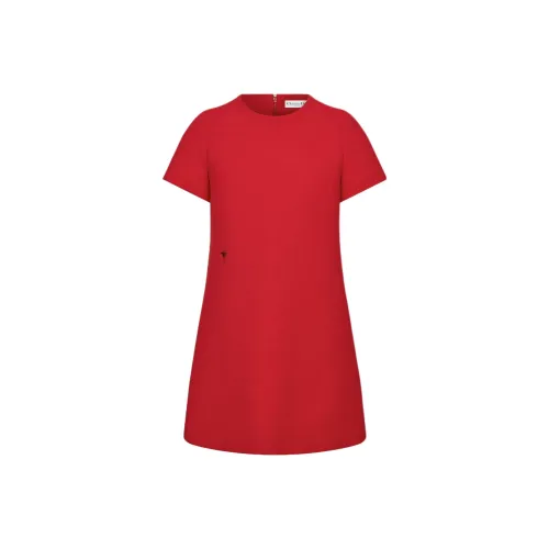 DIOR Red Женские Короткие Платья с Рукавами