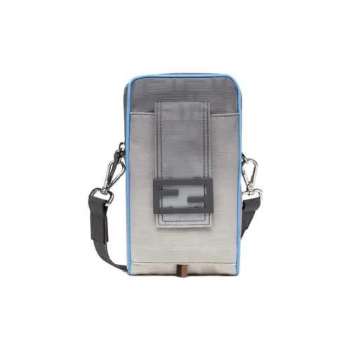 FENDI Baguette Жаккардовая ткань Сумка-багет Чехол для телефона Сумка через плечо Средний Мужской Белый Серый