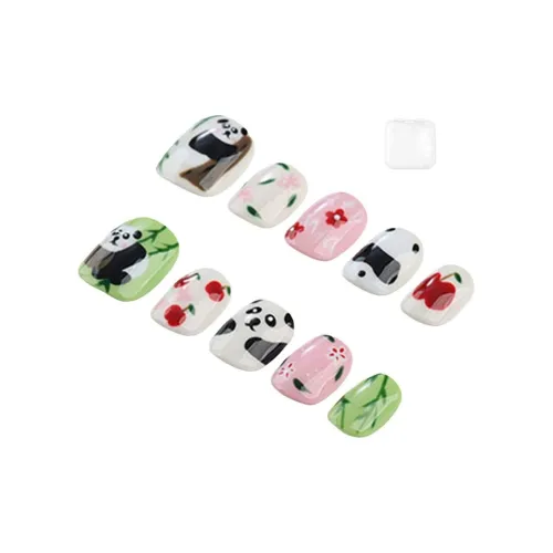 YIYIHE Cute Cartoon Панда MID Cropped Short Square Round Green Solid Color Cute