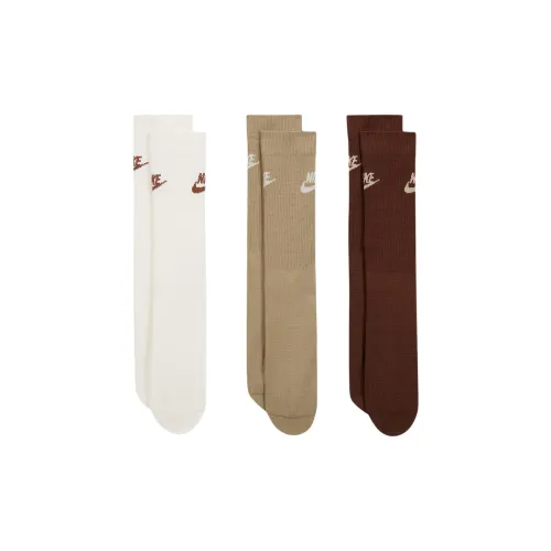 Nike Clothing 3 пачки Белый + Хаки + Коричневый Унисекс MID Носки до икры