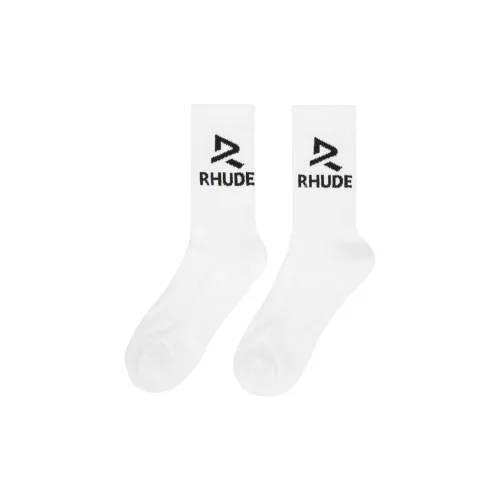 RHUDE 1 Pack White Men's Mid Shin Socks RHUDE 1 Пачка Белые Мужские Носки MID до икры