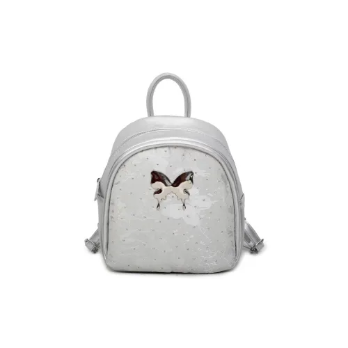 PINK·LAND ПУ (полиуретан) Рюкзак Стандартный Women's Silver Экрю черный