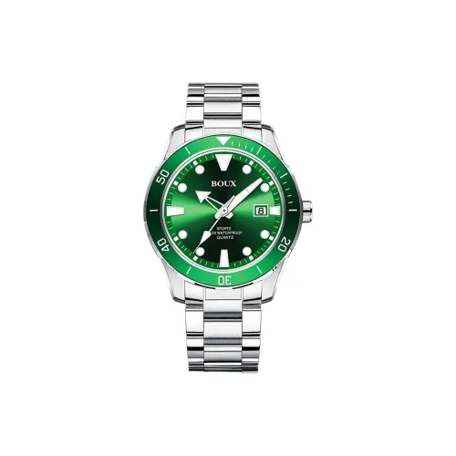 BOUX Submariner Collection Зеленый Вода GOD Кварцевый механизм Нержавеющая сталь Ремешок Часы Мужские часы Зеленый циферблат