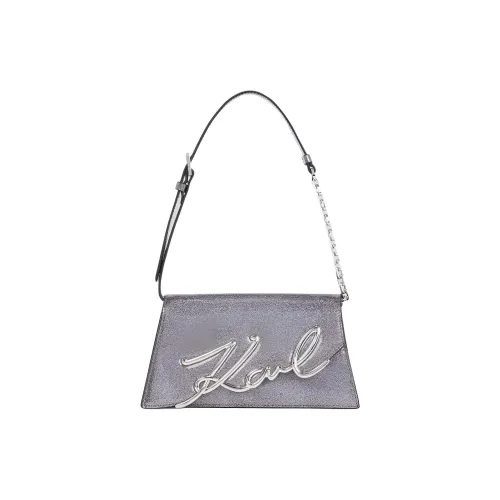 KARL LAGERFELD K SIGNATURE Коровья кожа Сумка через плечо Сумка на плечо Средняя Женская Серебряный Серый